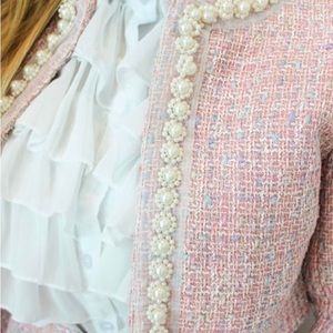 2 piece Pink Tweed Skirt Set